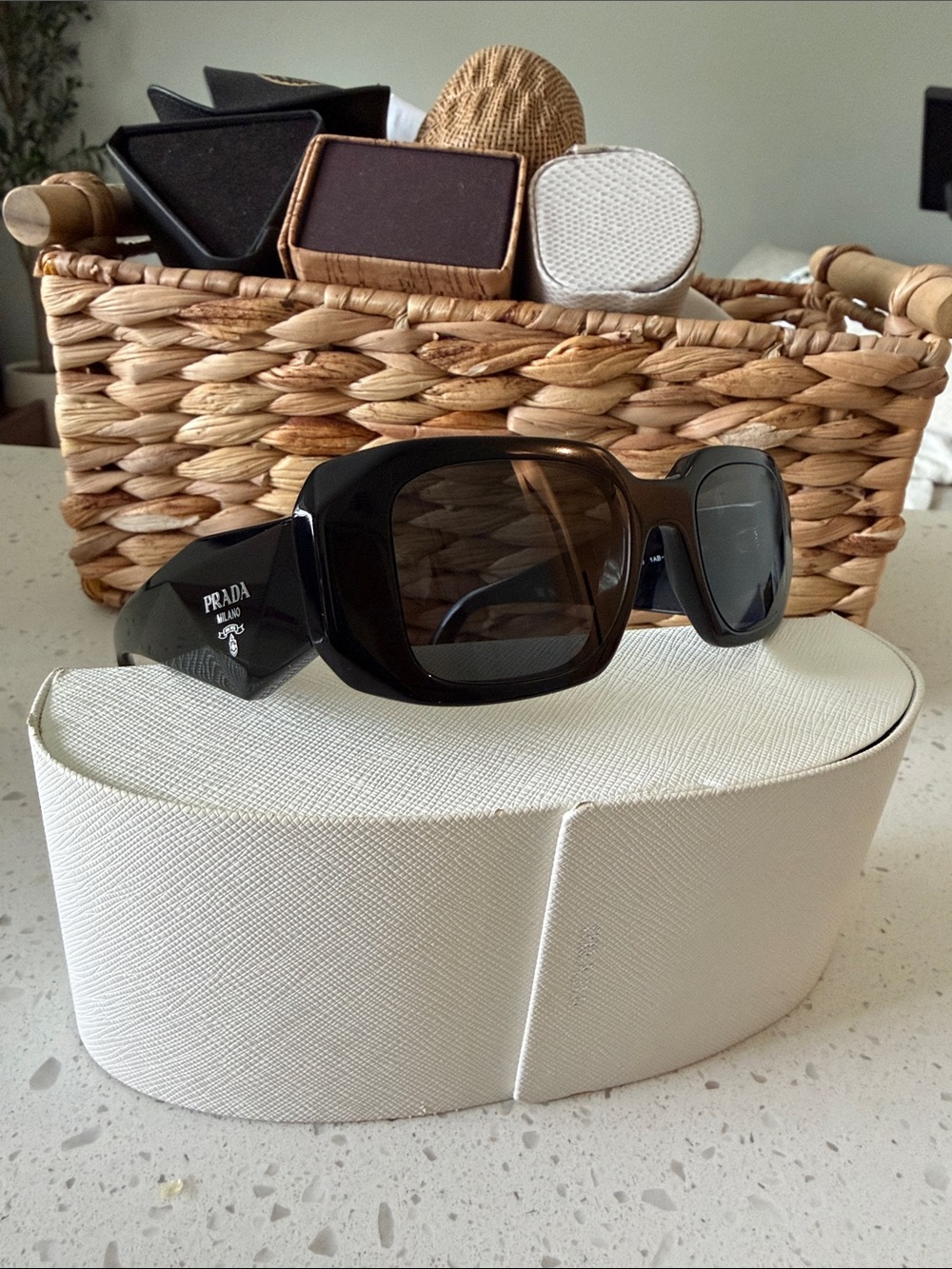 Authentic Prada Black Oversized Square Womenโs Sunglasses